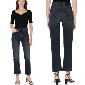 NWT MOTHER SUPERIOR Jeans Tomcat Ankle On the Fly Black Size 25